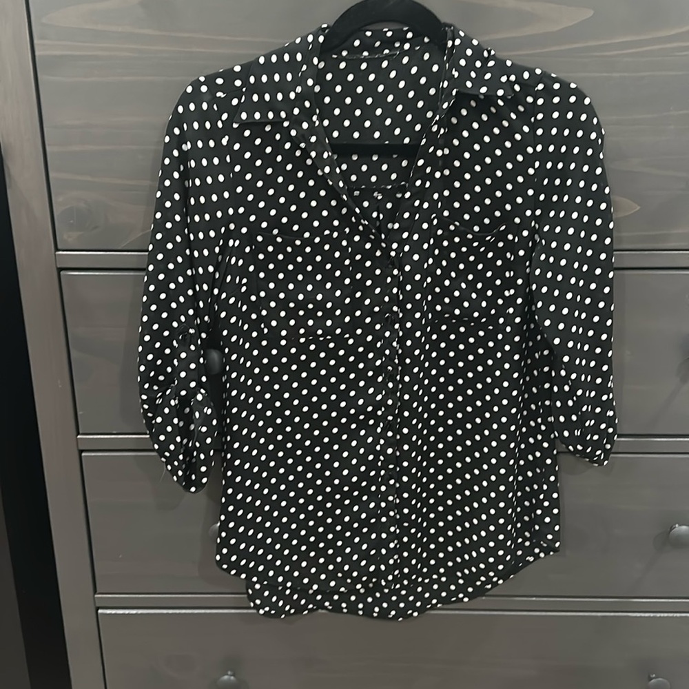 Black and White Polka-Dot Blouse